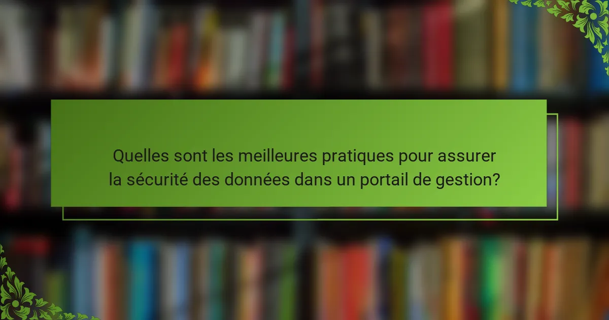 Quelles sont les meilleures pratiques pour assurer la sécurité des données dans un portail de gestion?