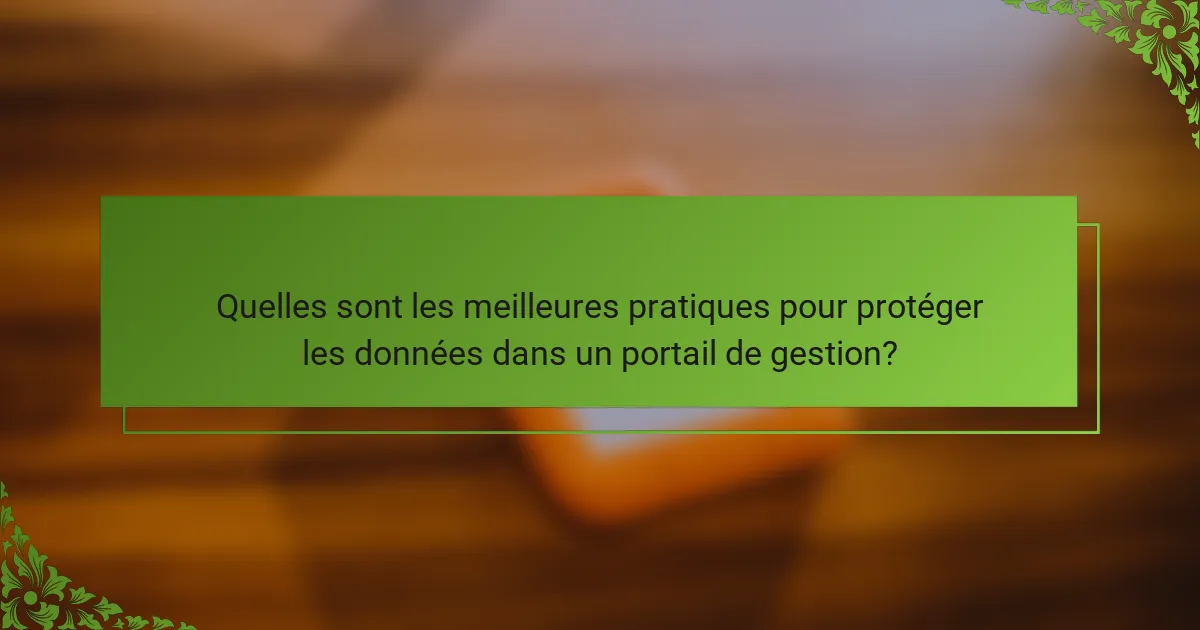 Quelles sont les meilleures pratiques pour protéger les données dans un portail de gestion?