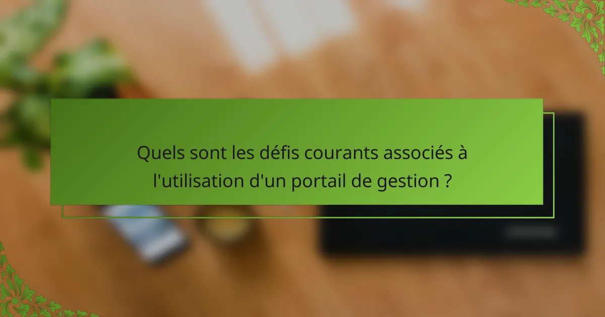 Quels sont les défis courants associés à l'utilisation d'un portail de gestion ?
